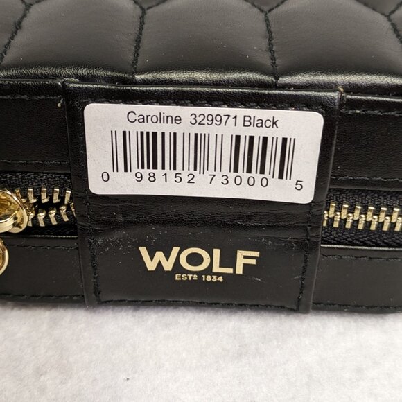 Black Leather Wolf Caroline Zip Jewelry Box - Picture 5 of 6
